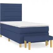 Syfax Cama box spring con colchón tela azul 90x200 cm