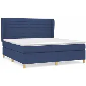 Syfax Cama box spring con colchón tela azul 180x200 cm