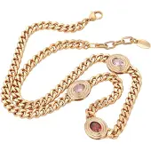 Gaya Cadena oro rosa / rosa / rojo rubí