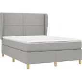 Syfax Cama box spring con colchón tela gris claro 140x190 cm