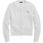 Ralph Lauren para mujer. 211971868007 Cárdigan de algodón en punto de ochos blanco (S), Casual, outlet 2026.