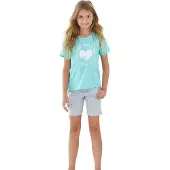 Buffalo Pijama turquesa / gris moteado / blanco