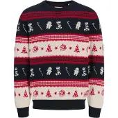 Jack & jones Jersey 'JJXmas Noel' azul oscuro / rojo / blanco