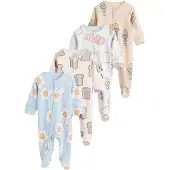 Next Pijama entero/body beige / azul claro / brocado / amarillo