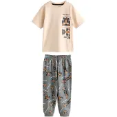Next Pijama beige / gris oscuro / naranja / negro