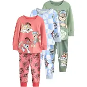Next Pijama 'Snuggle' azul claro / verde pastel / rojo / negro