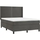 Syfax Cama box spring con colchón terciopelo gris oscuro 140x200 cm