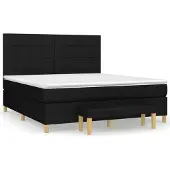 Syfax Cama box spring con colchón tela negro 180x200 cm