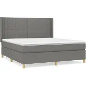 Syfax Cama box spring con colchón tela gris oscuro 160x200 cm