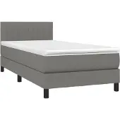 Syfax Cama box spring con colchón tela gris oscuro 100x200 cm