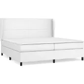 Syfax Cama box spring con colchón cuero sintético blanco 200x200 cm