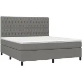 Syfax Cama box spring con colchón tela gris oscuro 180x200 cm