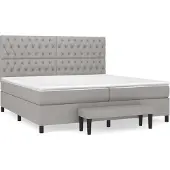 Syfax Cama box spring con colchón tela gris claro 200x200 cm