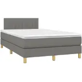 Syfax Cama box spring con colchón tela gris oscuro 120x200 cm