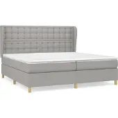 Syfax Cama box spring con colchón tela gris claro 200x200 cm