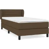 Syfax Cama box spring con colchón tela marrón oscuro 100x200 cm