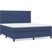 Syfax Cama box spring con colchón tela azul 160x200 cm
