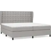 Syfax Cama box spring con colchón tela gris claro 200x200 cm