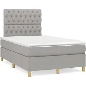 Syfax Cama box spring con colchón tela gris claro 120x200 cm