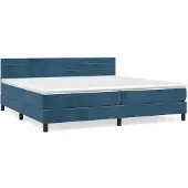Syfax Cama box spring con colchón terciopelo azul oscuro 200x200 cm
