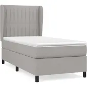 Syfax Cama box spring con colchón tela gris claro 90x200 cm