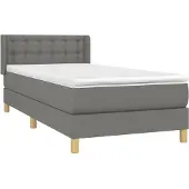 Syfax Cama box spring con colchón tela gris oscuro 100x200 cm