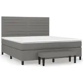 Syfax Cama box spring con colchón tela gris oscuro 180x200 cm