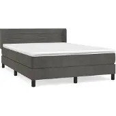 Syfax Cama box spring con colchón terciopelo gris oscuro 140x190 cm