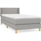 Syfax Cama box spring con colchón tela gris claro 100x200 cm