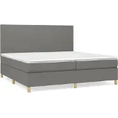 Syfax Cama box spring con colchón tela gris oscuro 200x200 cm