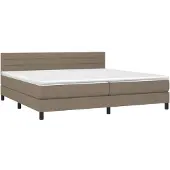 Syfax Cama box spring con colchón tela gris taupe 200x200 cm