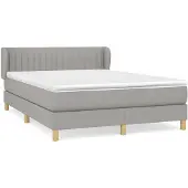 Syfax Cama box spring con colchón tela gris claro 140x190 cm
