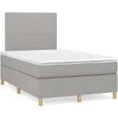 Syfax Cama box spring con colchón tela gris claro 120x200 cm