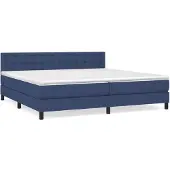 Syfax Cama box spring con colchón tela azul 200x200 cm