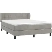 Syfax Cama box spring con colchón terciopelo gris claro 140x200 cm