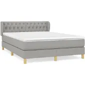 Syfax Cama box spring con colchón tela gris claro 140x200 cm