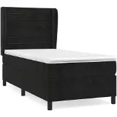 Syfax Cama box spring con colchón terciopelo negro 80x200 cm