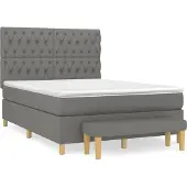Syfax Cama box spring con colchón tela gris oscuro 140x200 cm