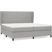 Syfax Cama box spring con colchón tela gris claro 200x200 cm