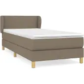 Syfax Cama box spring con colchón tela gris taupe 90x200 cm