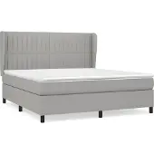 Syfax Cama box spring con colchón tela gris claro 180x200 cm