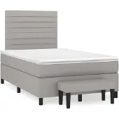 Syfax Cama box spring con colchón tela gris claro 120x200 cm