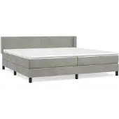 Syfax Cama box spring con colchón terciopelo gris claro 200x200 cm