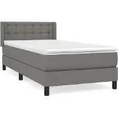 Syfax Cama box spring con colchón tela gris oscuro 90x200 cm