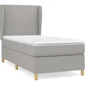 Syfax Cama box spring con colchón tela gris claro 100x200 cm