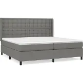 Syfax Cama box spring con colchón tela gris oscuro 200x200 cm