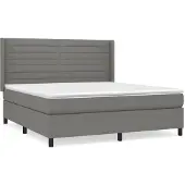 Syfax Cama box spring con colchón tela gris oscuro 160x200 cm
