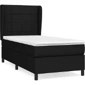 Syfax Cama box spring con colchón tela negro 100x200 cm