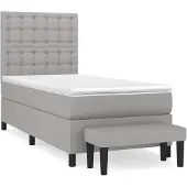 Syfax Cama box spring con colchón tela gris claro 80x200 cm