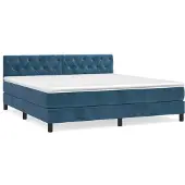 Syfax Cama box spring con colchón terciopelo azul oscuro 160x200 cm